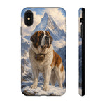 Saint Bernard Dog Phone Case | Mountain Snow Scene, Protective Tough Case