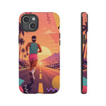 Retro Runner Sunset phone case | 80s Vaporwave jogging design