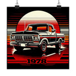 1978 Ford F-100 Poster Retro Classic Pickup Truck Sunset Wall Art Print