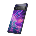 Neon Dolphin Ocean Vaporwave Art Tough Phone Case