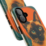 Siamese Cat Retro Halftone Portrait Case - Orange Teal Print