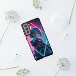 Anime Girl Phone Case Teal, Neon Kanji Calm Gradient Tough Cover