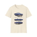 Blue 1963 Galaxie Convertible Illustration T-Shirt | Classic Car Art Tee