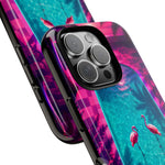 Neon Flamingo Pool Vaporwave Art Tough Phone Case