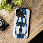GT500 Phone Case, White Top-Down Painterly Stripe Cover, Gift
