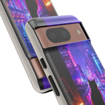 Lo-Fi Cat Neon Rain Window Vaporwave Art Tough Phone Case