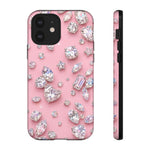 Pink Rhinestone Diamond Pattern Phone Case | Sparkle Gem Print
