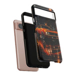 Orange Cuda Phone Case, Rainy City Night Muscle Car Tough Cover