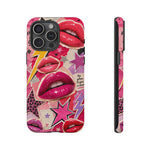 Pop Art Kiss Lip Pattern Phone Case | Bold Lightning Star Collage