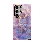 Cherub Cloud Throne Phone Case, Pastel Marble 3D Render Cover