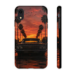 Black Impala Lowrider Sunset Tough Phone Case - Palm Silhouette