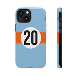 Copy of Blue Orange Number 20 Retro Racing Stripe Tough Phone Case Cover