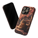 Cherry Blossom Cat Phone Case, Painterly Spring Art Cover