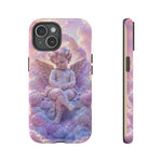 Cherub Cloud Throne Phone Case, Pastel Marble 3D Render Cover
