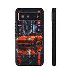 Orange Supra Phone Case, Neon City Night JDM Sports Car Tough Cover