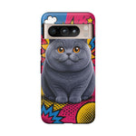 British Shorthair Round Pop Art Tough Phone Case