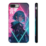Anime Girl Phone Case Teal, Neon Kanji Calm Gradient Tough Cover