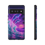 Neon Dolphin Ocean Vaporwave Art Tough Phone Case