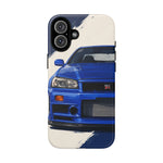 R34 Skyline GT-R Bayside Blue Tough Phone Case for 90s JDM Fans