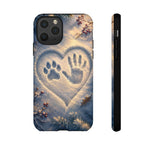 Pet Paw Print Phone Case Snow Heart Tough Cover Gift Art