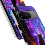 Lo-Fi Cat Neon Rain Window Vaporwave Art Tough Phone Case
