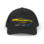 Yellow C7 ZR1 Sports Car Trucker Hat | Retro Racing Mesh Cap for Vette Fans