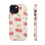 Pink Cherry Pattern Phone Case | Cute Retro Fruit Design