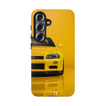 Yellow Skyline Phone Case, R34 GTR 90s JDM Legend Tough Cover for Men Gift