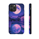 Neon Moonlit Pool Tough Case | Moon Reflection Phone Case, Vaporwave Night Sky