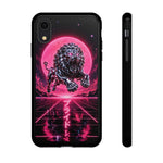 Chrome Lion Phone Case, Neon Grid Katakana Pride Tough Cover