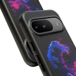 Cresting Wave Glitch Art Tough Phone Case - Blue Magenta