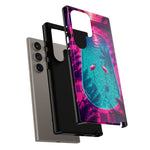 Neon Flamingo Pool Vaporwave Art Tough Phone Case
