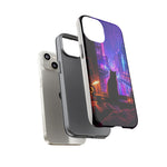 Lo-Fi Cat Neon Rain Window Vaporwave Art Tough Phone Case