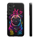 Pug Neon Graffiti Portrait Tough Phone Case - Dripping Paint