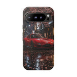 Red FD RX-7 Blossom Alley Tough Phone Case - Rain-Slicked Night