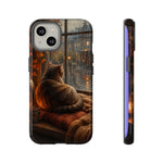 Rainy Window Cat Phone Case, Cozy Painterly Art Cover, Gift