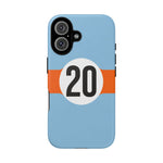 Copy of Blue Orange Number 20 Retro Racing Stripe Tough Phone Case Cover