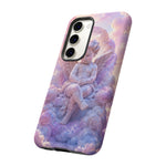 Cherub Cloud Throne Phone Case, Pastel Marble 3D Render Cover