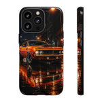 Orange Cuda Phone Case, Rainy City Night Muscle Car Tough Cover