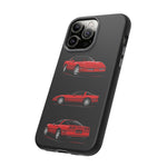 C4 Corvette Art Phone Case Red, Three-View Vector Cover, Gift