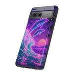 Neon Dolphin Ocean Vaporwave Art Tough Phone Case