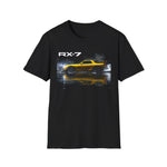 Yellow RX-7 Sports Car T-Shirt | Retro JDM Racing Illustration