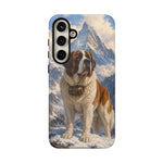 Saint Bernard Dog Phone Case | Mountain Snow Scene, Protective Tough Case
