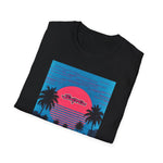 1994 Supra MK4 Cyan Magenta Retrowave Beach Sunset T-Shirt JDM Fan Gift