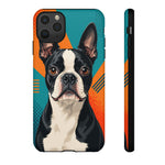 Boston Terrier Pop-Art Portrait Tough Phone Case - Teal Orange