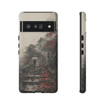 Autumn Temple Steps phone case | Japanese watercolor landscape cover