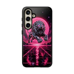 Chrome Lion Phone Case, Neon Grid Katakana Pride Tough Cover