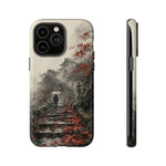 Autumn Temple Steps phone case | Japanese watercolor landscape cover