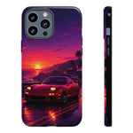 FD RX-7 Retro Sunset Sports Car Tough Case | Neon Vaporwave Beach Drive