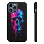 Neon Glitch Skull Phone Case, Dripping Paint Scanline Cover